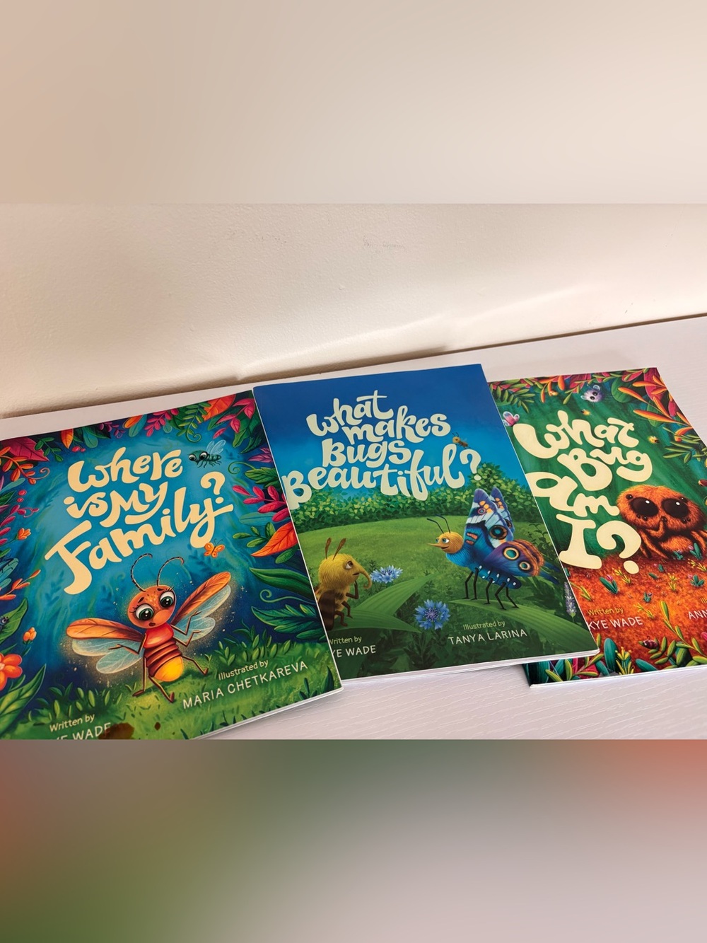 Set of three children's bug-themed picture books
